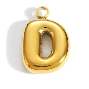Ciondolo a forma di lettera D 3D placcato oro 18K lucido per collane fai da te