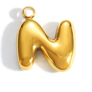 Ciondolo lettera N stile palloncino placcato oro 18K lucido per creazione gioielli