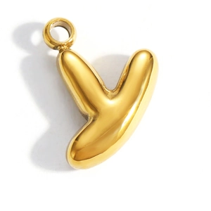 Ciondolo a lettera y bombata in oro 18K lucido con finitura a specchio e gancio