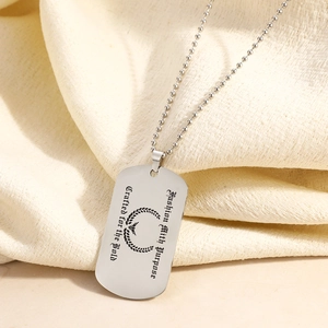 Classic stainless steel dog tag necklace with engraved crown and bold gothic text