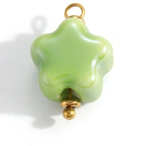 Star-shaped translucent green resin charm pendant with elegant gold plating for DIY jewelry