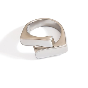 Minimalistischer silberner Edelstahl-Offenring mit doppellagigem geometrischem Design