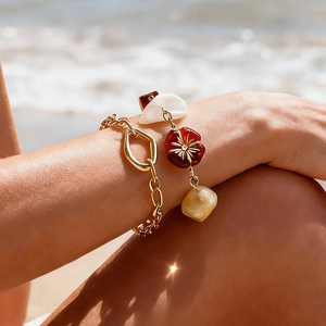 Bracciale in Acciaio Inossidabile Placcato Oro 18K per Donna Bracciale a Catena con Maglie Circolari Geometriche Irregolari Minimalista Gioielli