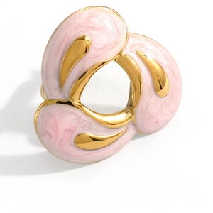 Detailed macro view of whale tail design with pink enamel and 18k gold plating
