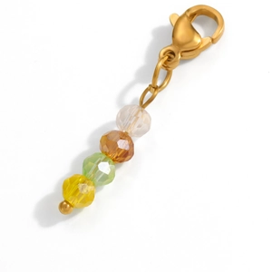 Handmade stainless steel charm featuring gradient faceted crystal beads and golden lobster clasp