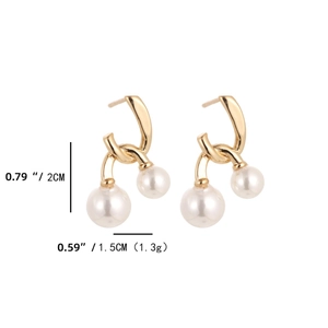 Elegant gold double cross pearl earrings with size dimensions and weight specifications