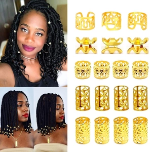 Dreadlock Jewelry Set Gold Silver Plated Alloy Hair Braid Rings Pendants Accessories For Women Men Kids DIY Hair Decoration