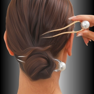 Minimalistische Haargabel Aus Legierung In U-Form Mit Grosser Kunstperle Eleganter Metall Haarstab Fur Damen Hochzeit Party Haarschmuck