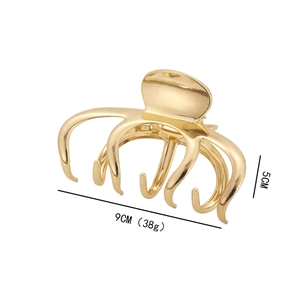 Octopus shaped golden metal hair claw clip minimalist 9cm shark hair clip for women