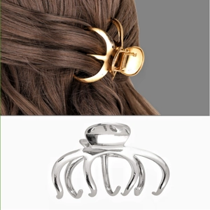 Elegant Metal Octopus Hair Claw Clip Korean Style Electroplated Gold Silver Shark Clip For Women Fashion Hair Accessories