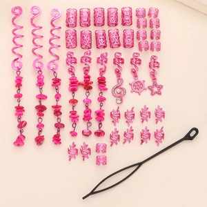 Bijoux pour dreadlocks roses avec pierres, breloques étoiles et spirales en métal