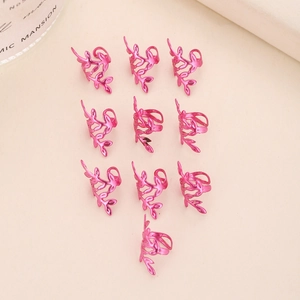 Lot de 10 boucles d'oreilles feuilles rose vif sans perçage pour accessoires de mode