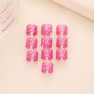 Lot de 10 anneaux de tressage en métal rose pour dreadlocks et accessoires de coiffure