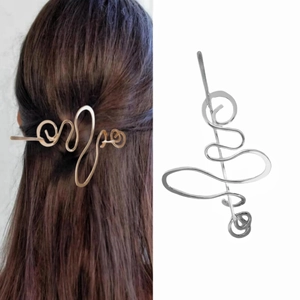 Pic à Cheveux en Métal Courbé Irrégulier Minimaliste pour Femmes Épingle à Cheveux Ligne Géométrique Abstraite Bijoux de Mariage