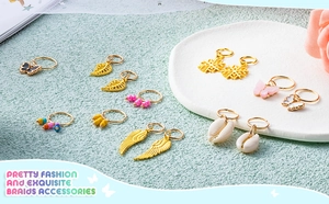 Accessoires de tresse en alliage d'or avec papillons, feuilles et coquillages exquis