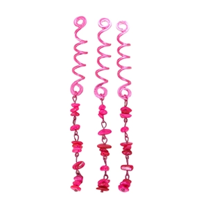 Accessoires cheveux dreadlocks avec pendentif en pierre naturelle rose et spirale