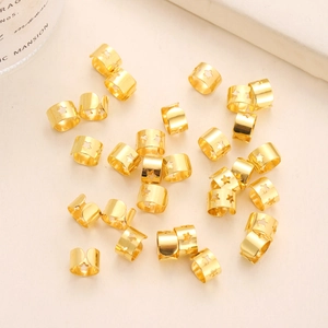 Set of gold star-shaped hair rings for braids and DIY jewelry craft accessories