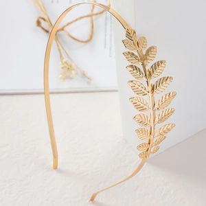 Elegant Gold Alloy Laurel Leaf Hairband Minimalist Metal Leaf Headband Fashionable Hair Accessories For Women Wedding Party