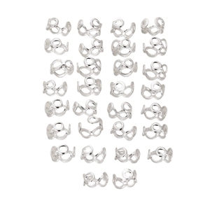Set of 26 polished silver metal open rings for hair accessories or jewelry making