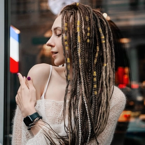 72-piece set of gold spiral hair rings and hollow metal hair cuffs for dreadlocks