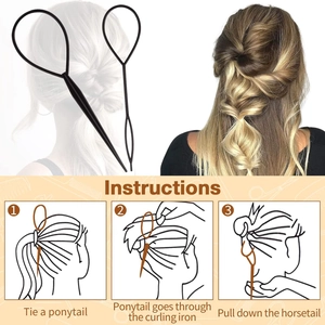 2-piece black topsy tail hair tool set for easy ponytail braiding and hairstyling