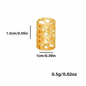 Bague pour dreadlocks en métal doré avec design géométrique creux, 1,5cm par 1cm
