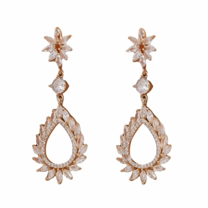 Elegant water drop earrings featuring sparkling micro-pave cubic zirconia and flower studs