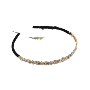 Fashionable women rhinestone headband with gold base and vintage crystal wave pattern