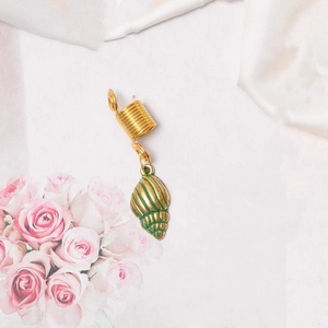 Vintage Haarschmuck-Spirale aus Goldlegierung mit Muschel-Anhänger für Dreadlocks