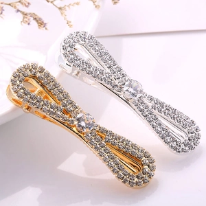 Elegante Fermaglio Per Capelli Con Fiocco E Strass Per Donna Molletta A Becco D'Anatra In Lega E Zircone Stile Coreano