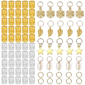 Metal Dreadlock Hair Braiding Rings With Star Leaf Snowflake And Shell Pendants Boho Hair Jewelry Decoration For Women