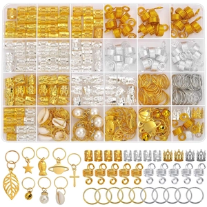 Dreadlock Jewelry Accessories Gold Silver Alloy Charms Hair Rings Cuffs Coils Leaf Star Cross Saturn Shell Artificial Pearl Decor Hair Extension