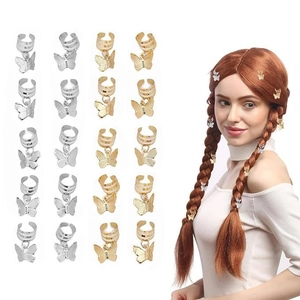 Set de bijoux de cheveux papillon dorés et argentés pour tresses et coiffures de femmes