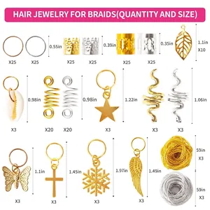 230-piece DIY braid jewelry set including rings, charms, and colorful hair strings