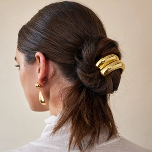 Alloy Metallic Hair Tie For Women Gold Silver U-Shaped Spiral High Elastic Hair Rope Modern Fashion Hair Accessories