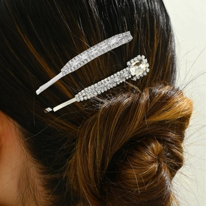 Barrette à Cheveux Élégante avec Strass Étincelants pour Femmes Alliage Linéaire Carré Épingle à Cheveux Accessoire de Mode