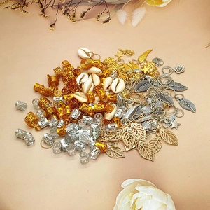 220pcs gold and silver hair braid jewelry set with shell and leaf pendants