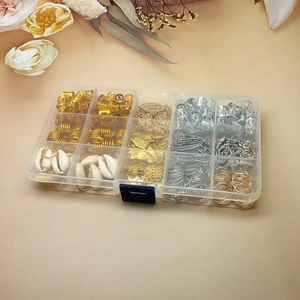 220pcs DIY hair braid accessories set with rings, charms and shells in a clear storage box