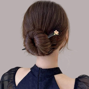 Vintage Ebony Wood Flower Hair Stick For Women Chinese Style Floral Hair Pin For Buns Retro Elegant Hair Styling Accessory