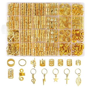 Accessoires Cheveux Dreadlock en Alliage Pendentifs Charms Anneaux Cheveux Creux Clips Feuille Croix Étoile Symboles Musique Tresses