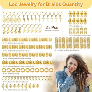 Détail de 275 accessoires de dreadlocks dorés avec breloques en forme de feuille et croix