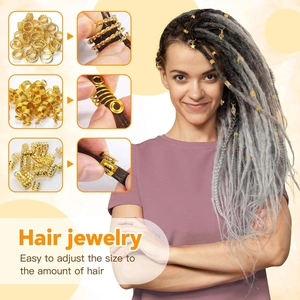 Détails de bijoux de cheveux dorés avec spirales en alliage et breloques pour tresses