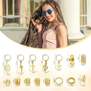 Set de 275 bijoux de cheveux dorés avec pendentifs et anneaux pour tresses et dreadlocks