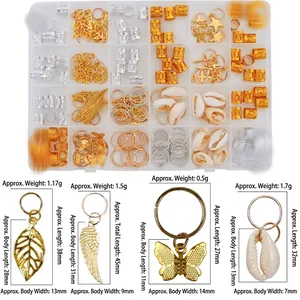150pcs DIY hair braid rings set with gold and silver alloy charms in a clear storage box