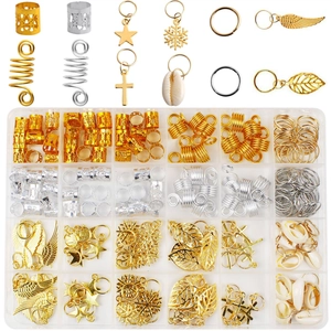 Alloy Shell Hair Braiding Jewelry Accessories Assorted Star Snowflake Cross Leaf Wing Dreadlock Rings DIY Hair Decoration For Women Girls