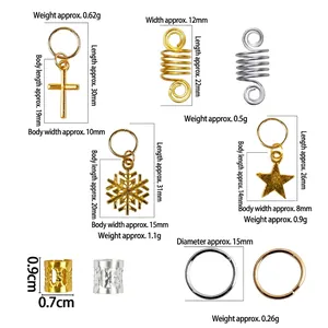 150-piece gold and silver alloy hair jewelry ring pendants for braided hair accessories