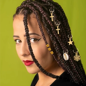 220pcs gold dreadlock accessories set with star and snowflake pendants on hair