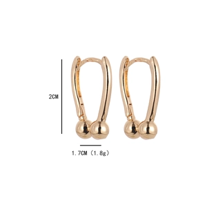 Minimalist gold U-shaped geometric earrings with smooth polished finish and round bead ends