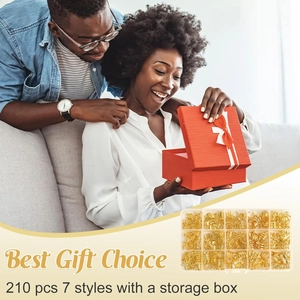 210pcs gold hair rings jewelry set with 7 styles for braids and dreadlocks with storage box