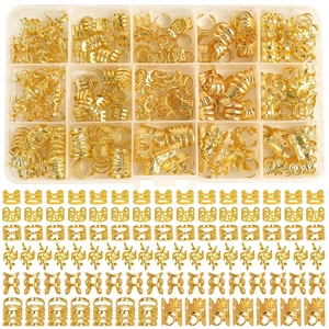 210-piece gold and silver DIY hair jewelry set for braids with storage box
